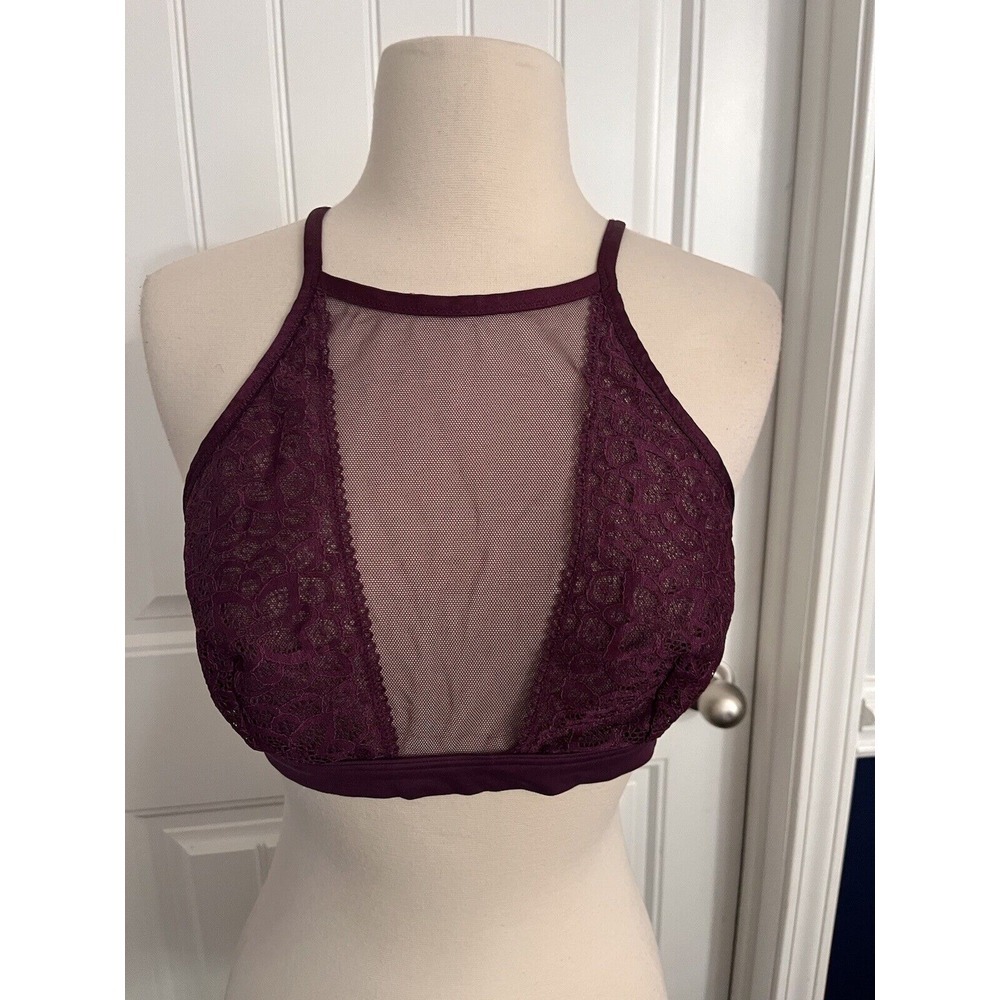 Victoria's Secret Dream Angels Mesh & Lace Purple Bralette - Womens Large L 049
